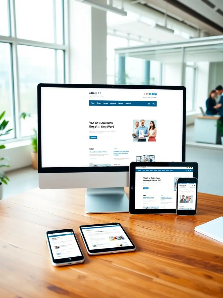 A clean, modern website design showcasing a responsive layout on various devices, emphasizing user experience and visual appeal.